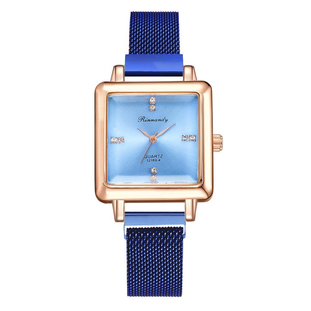 Square head fashion watch alloy mesh belt quartz watch