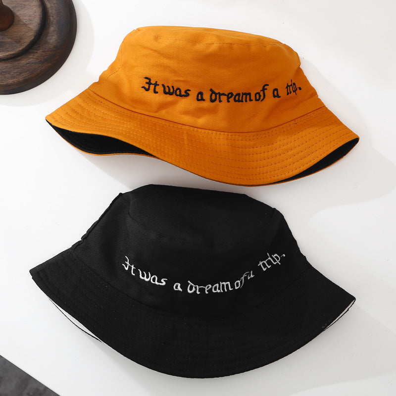 Simple Letter All-match Embroidered Bucket Hat Sun Hat