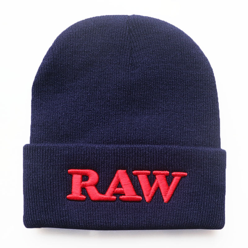 Men's And Women's Autumn And Winter Letters RAW Embroidery Knitted Hat