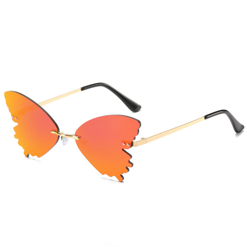 Butterfly Rimless Sunglasses Street Shooting Funny Sunglasses