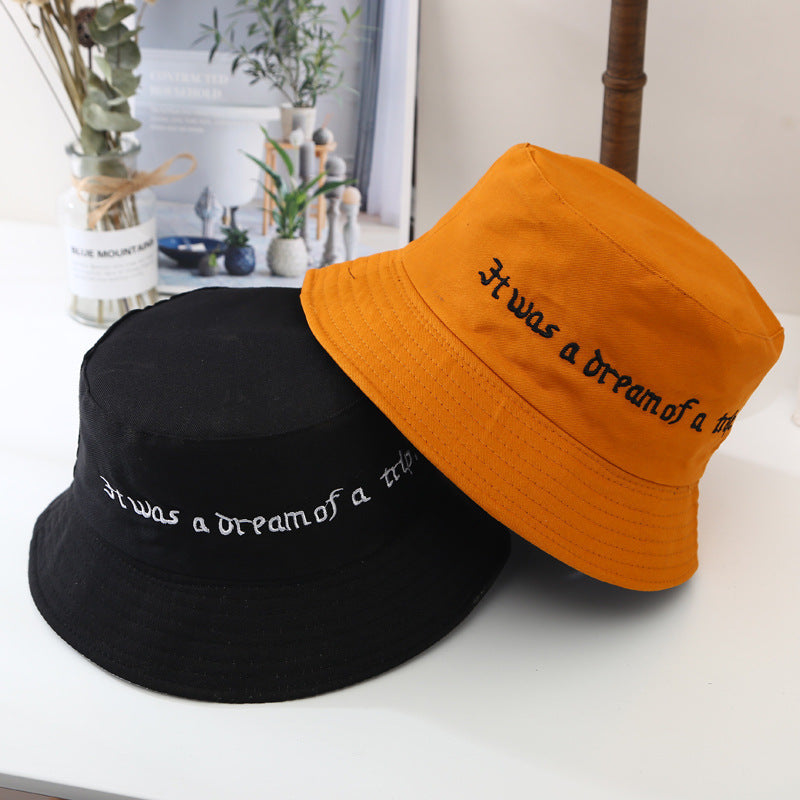 Simple Letter All-match Embroidered Bucket Hat Sun Hat