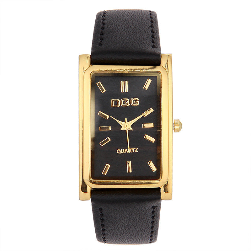 Men's Gold Square Watch Head Pin Buckle Quartz Watch