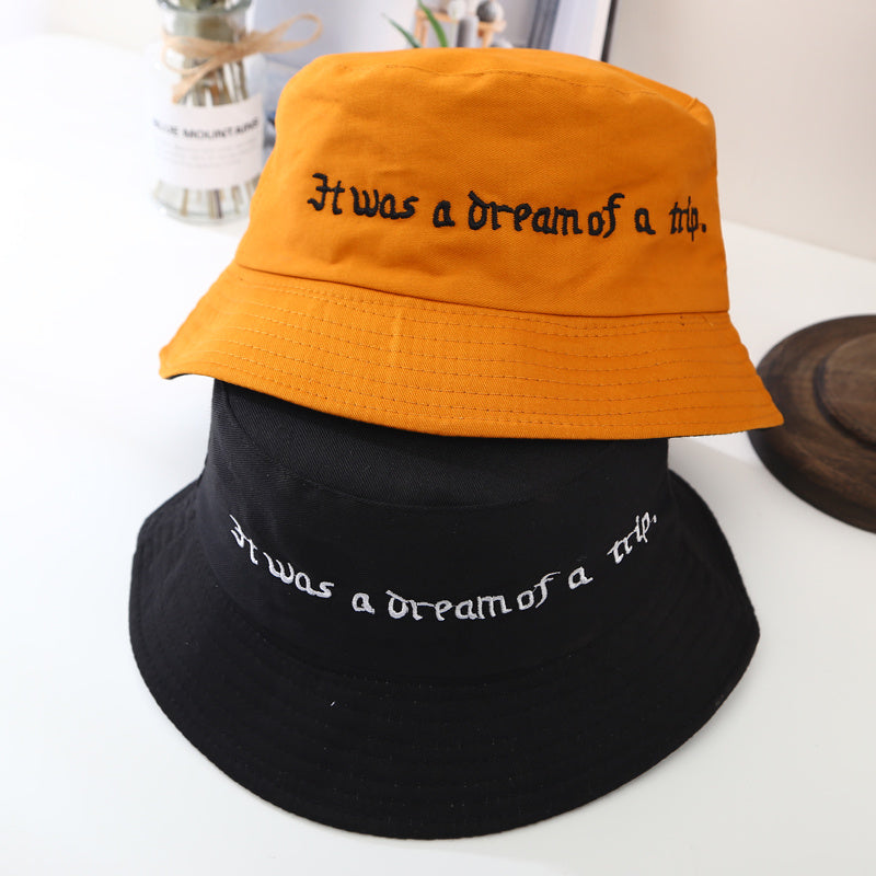 Simple Letter All-match Embroidered Bucket Hat Sun Hat