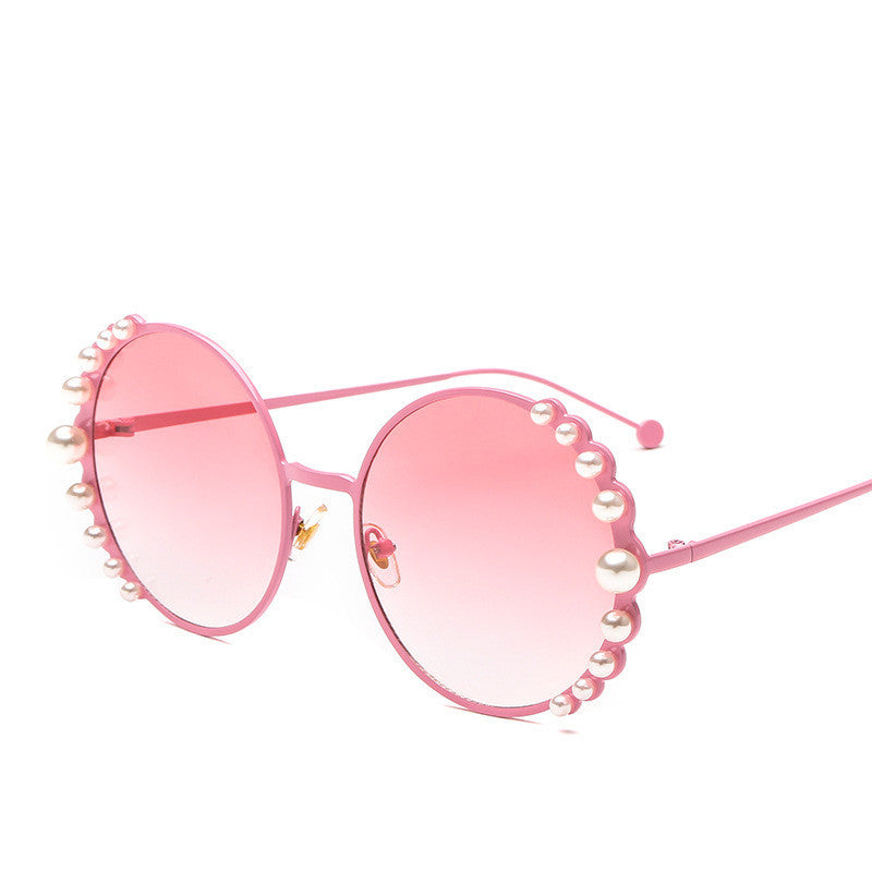 Round frame pearl sunglasses ladies sunglasses