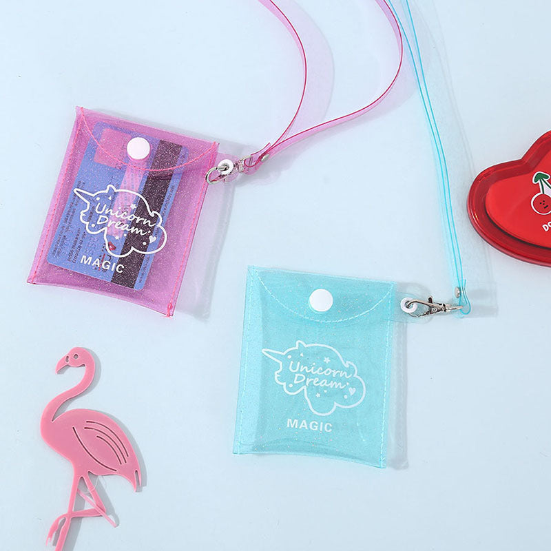 Transparent lanyard wallet card holder