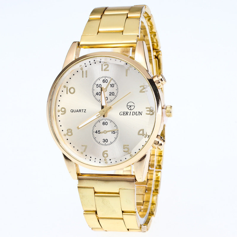 Men's Gold Strap Two Eye Quartz Watch