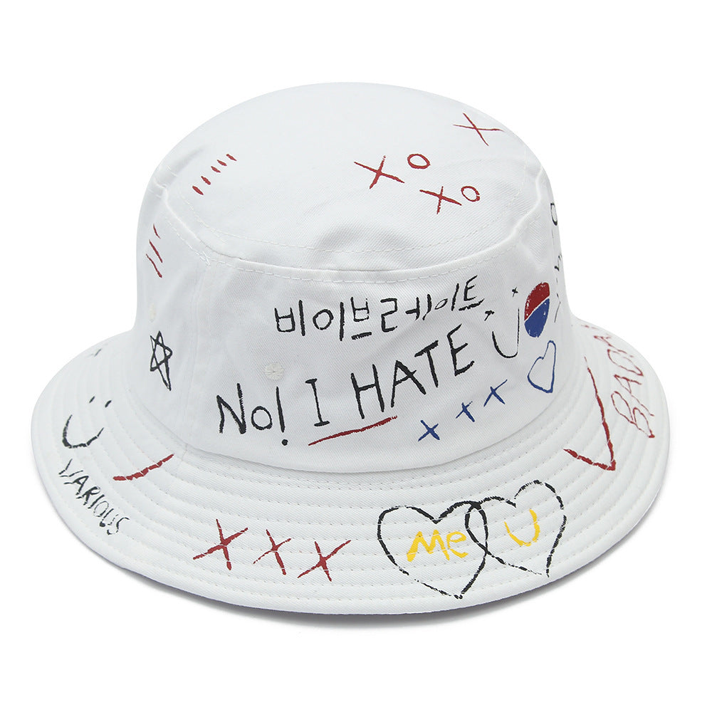 Doodle love sunshade fisherman hat