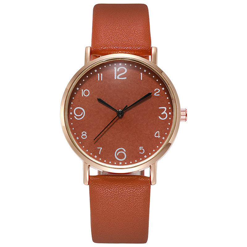 Women's Casual Fashion Numbers Leather Belt Quartz Watch