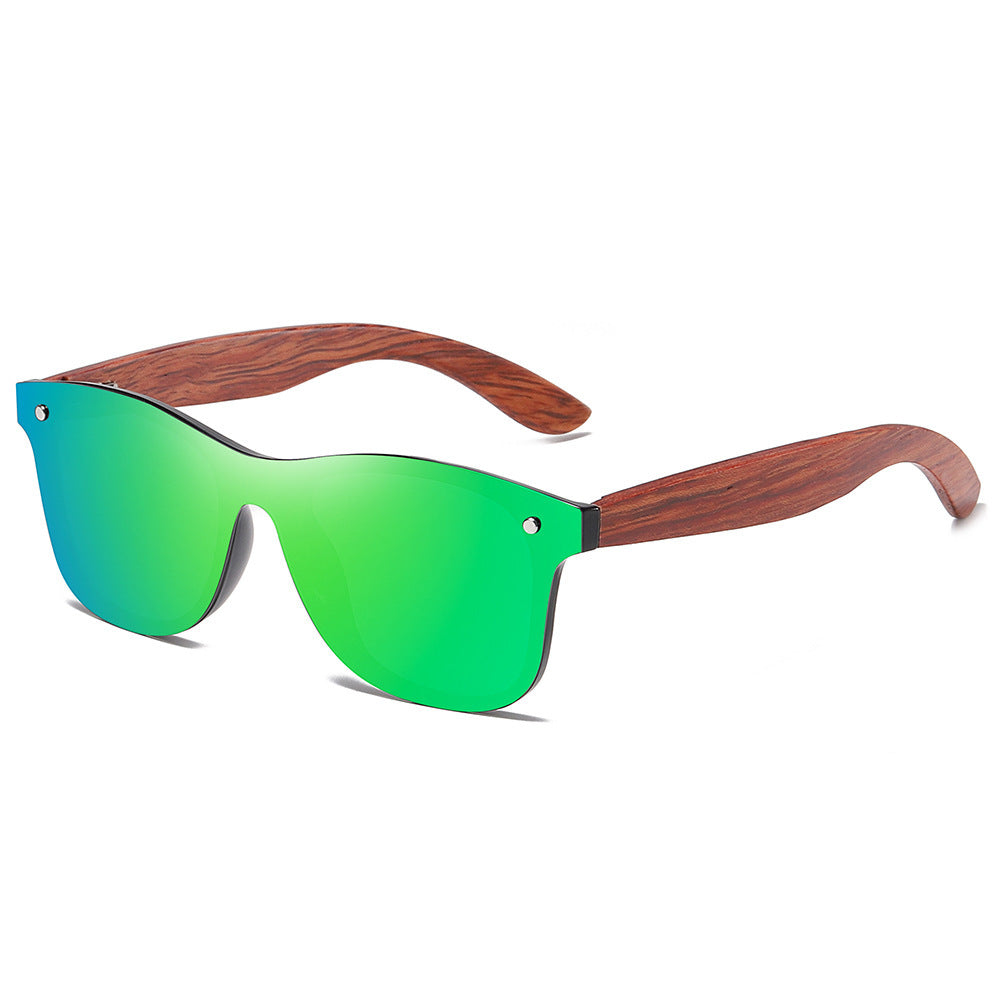 New Style One-piece Mirror Bamboo Wood Glasses High-grade Polarized Wooden Sunglasses