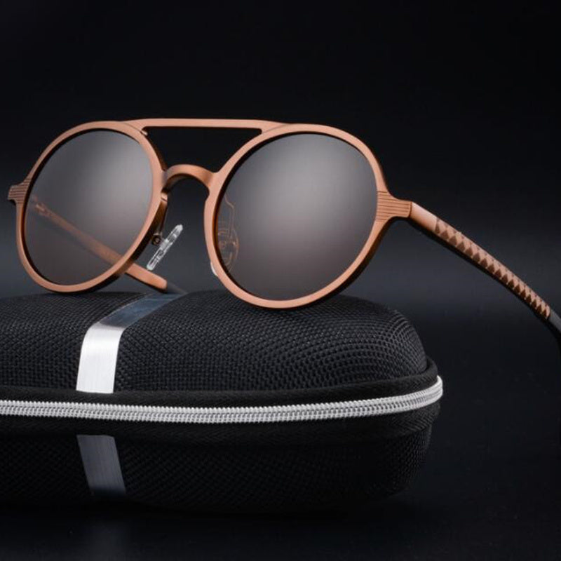 Retro Aluminum Magnesium Sunglasses Polarized Lens Vintage Eyewear Accessories Sun Glasses Driving Men Round Sunglasses