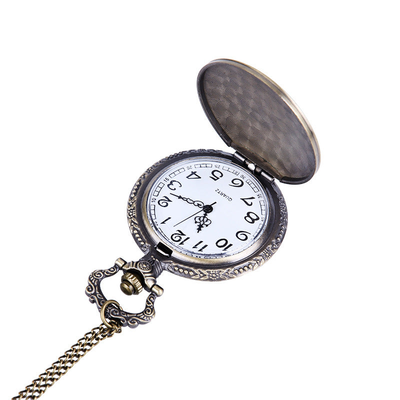 Large retro classic clamshell rune pocket watch