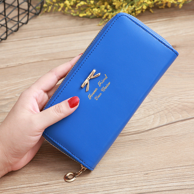 Women's Solid Color Bow Two-layer Wallet