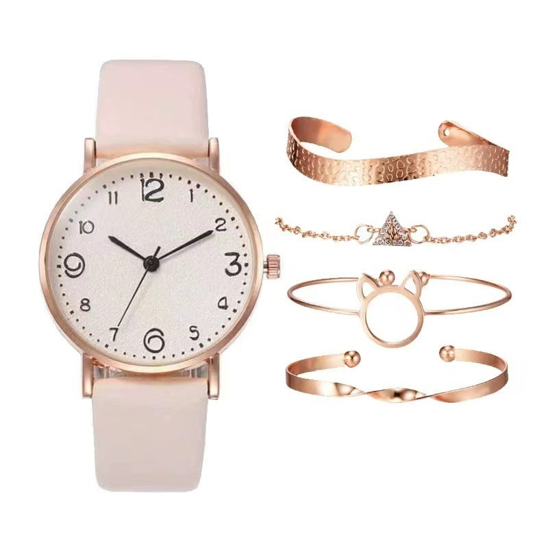 Women's Casual Fashion Numbers Leather Belt Quartz Watch