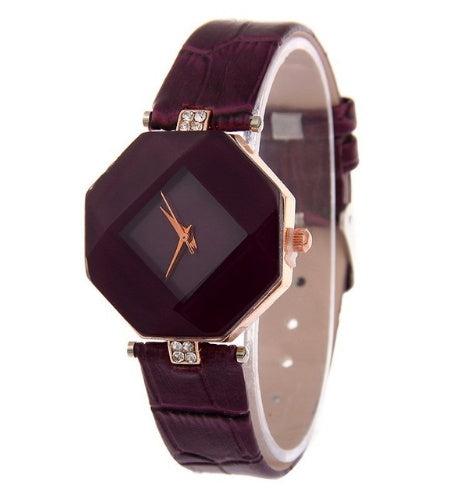 Diamond Shape Cut Dial Plate Fashion Watch