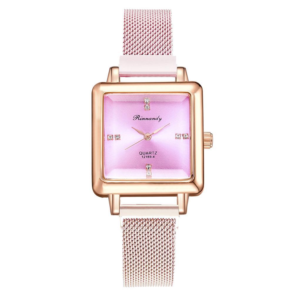 Square head fashion watch alloy mesh belt quartz watch