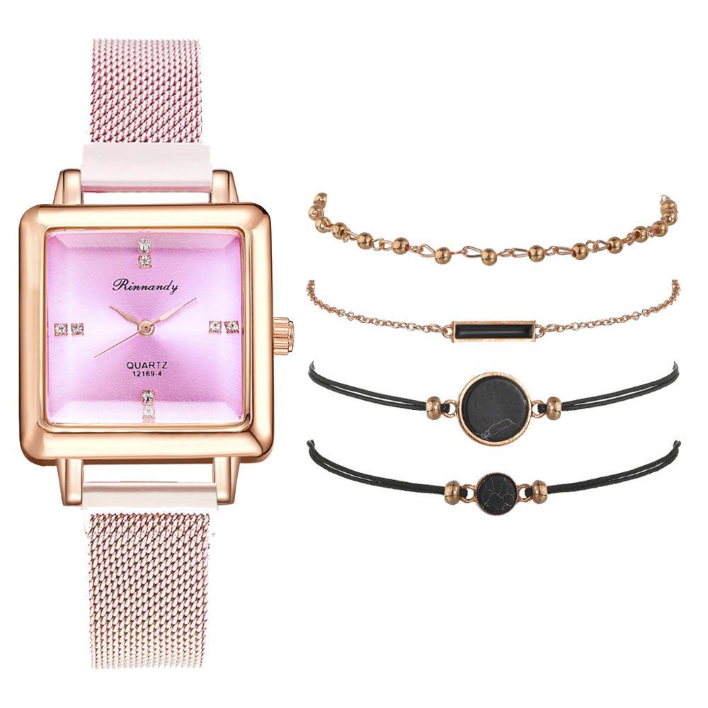 Square head fashion watch alloy mesh belt quartz watch