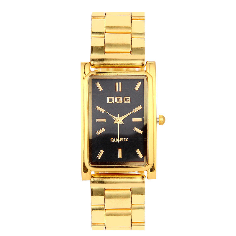 Men's Gold Square Watch Head Pin Buckle Quartz Watch