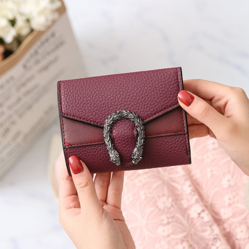 Women's Short Splicing Leather Wallet