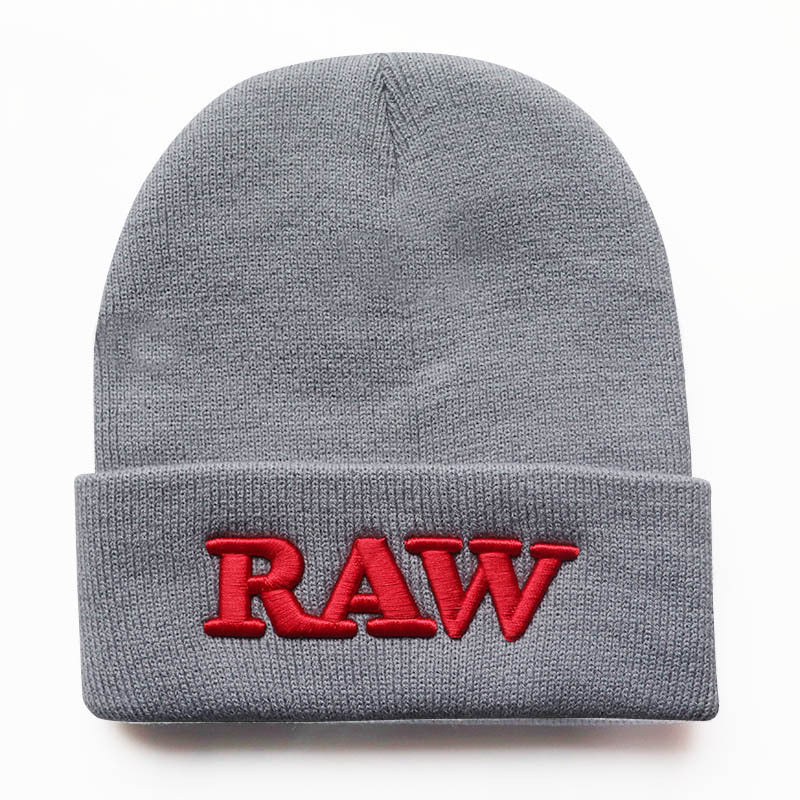 Men's And Women's Autumn And Winter Letters RAW Embroidery Knitted Hat