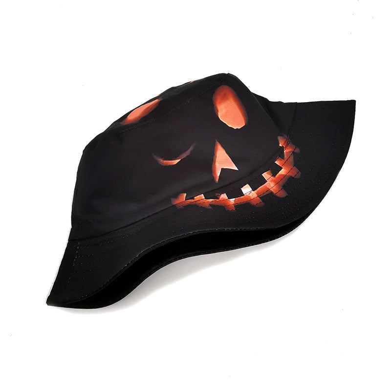 Halloween Hats Creative Cartoon Pumpkin Grimace Printed Sun-shade Fisherman Hat