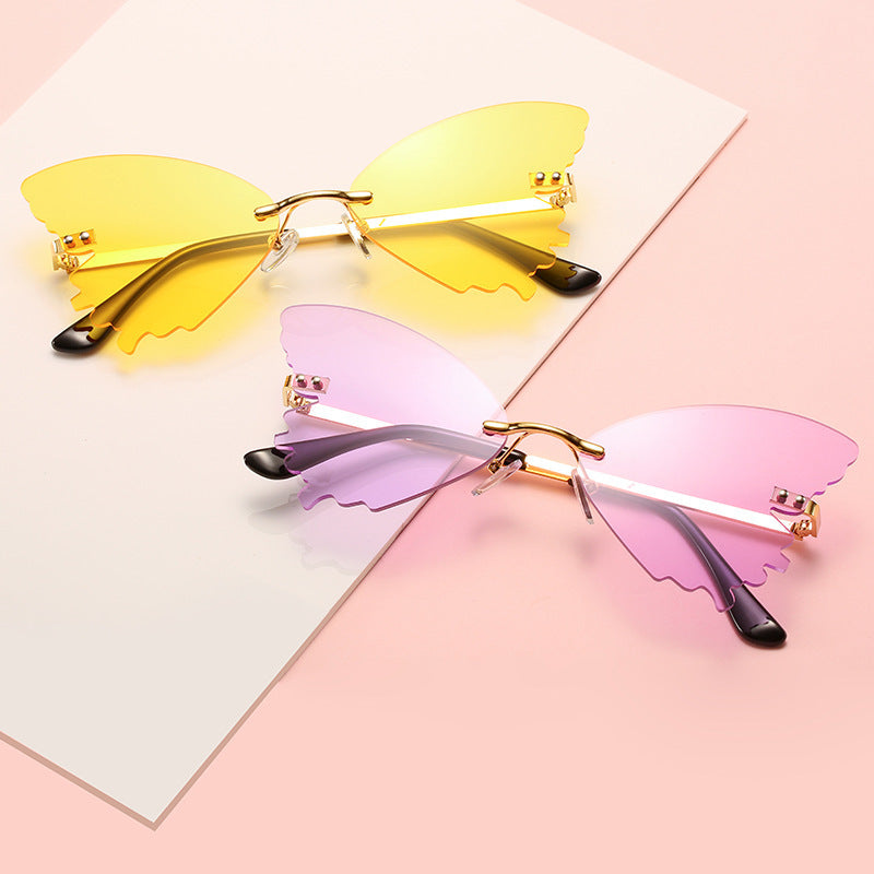 Butterfly Rimless Sunglasses Street Shooting Funny Sunglasses