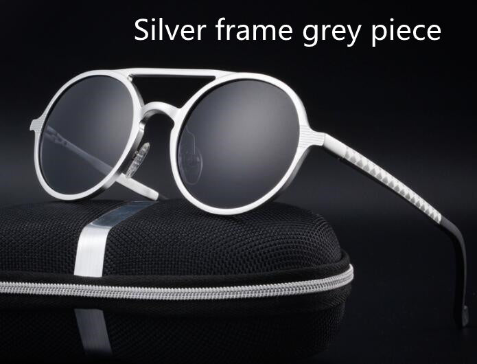 Retro Aluminum Magnesium Sunglasses Polarized Lens Vintage Eyewear Accessories Sun Glasses Driving Men Round Sunglasses