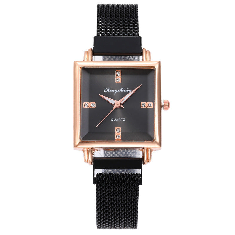 Square Simple Temperament Magnetic Snap Diamond Women's Watch