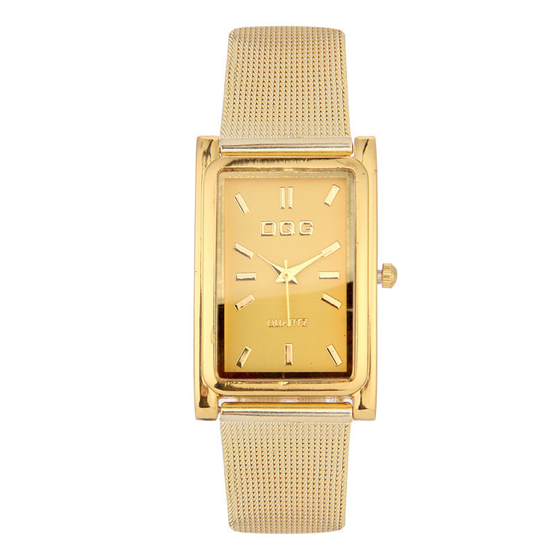 Men's Gold Square Watch Head Pin Buckle Quartz Watch