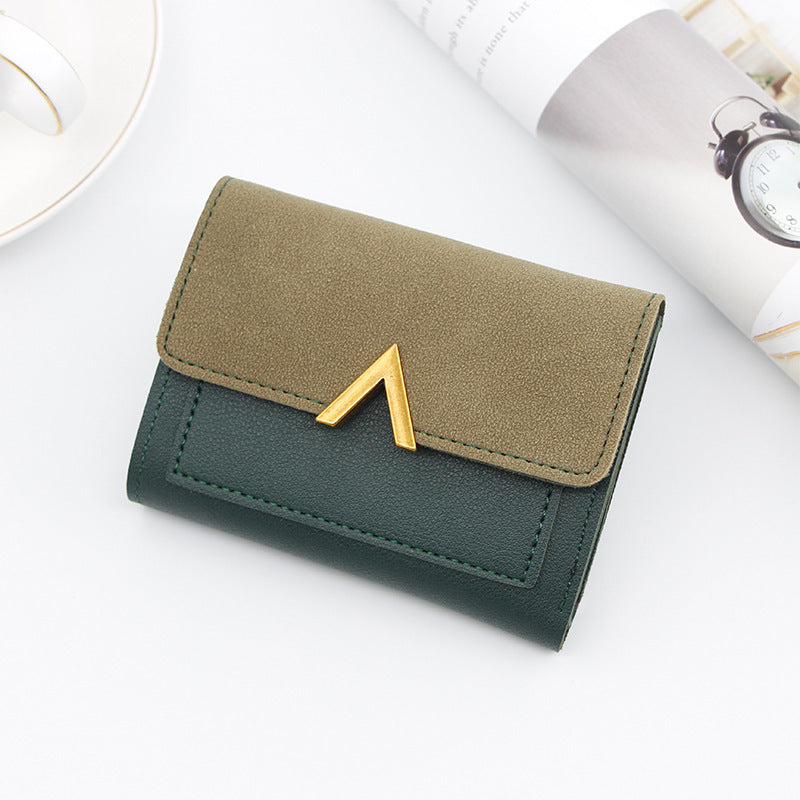 Simple Bronze Gold V-shaped Ladies Short Wallet