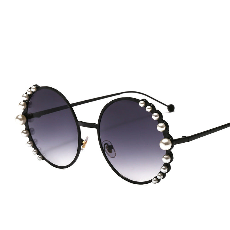 Round frame pearl sunglasses ladies sunglasses