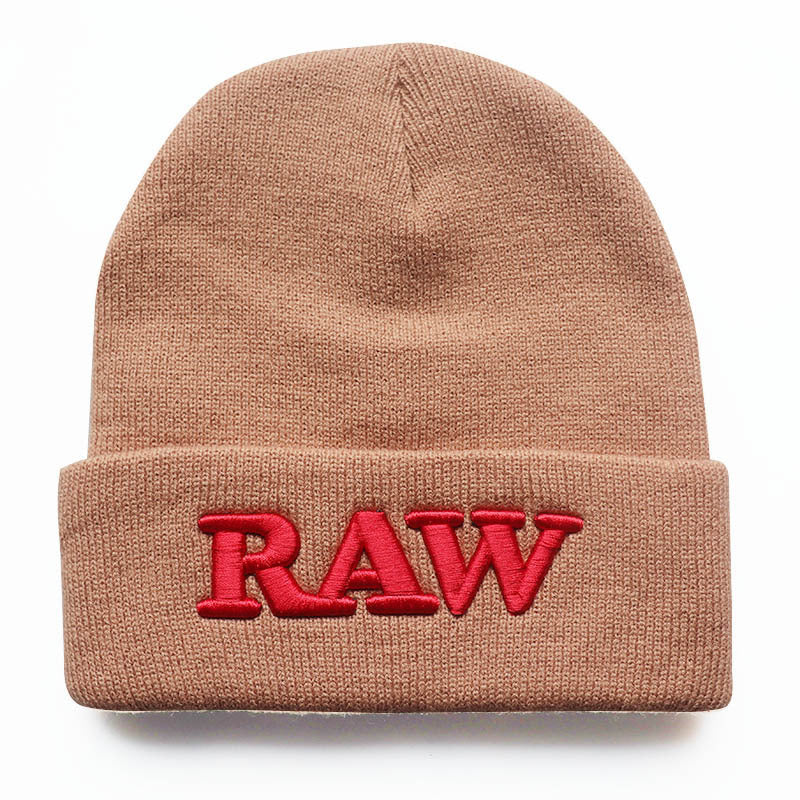 Men's And Women's Autumn And Winter Letters RAW Embroidery Knitted Hat