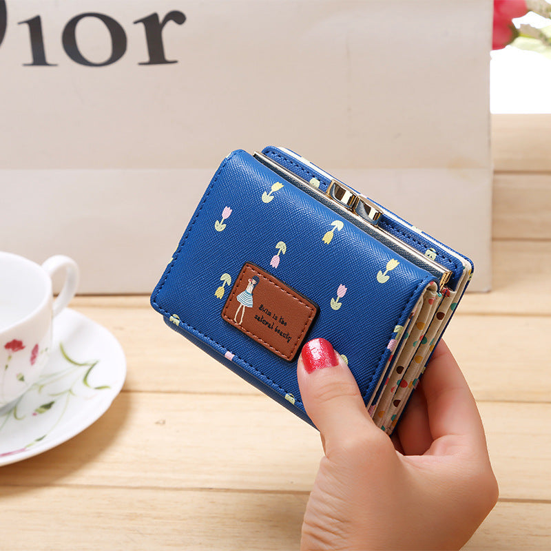 Wallet High-grade PU Leather Three Fold Lady's Wallet Short Cute Mini Purse Female