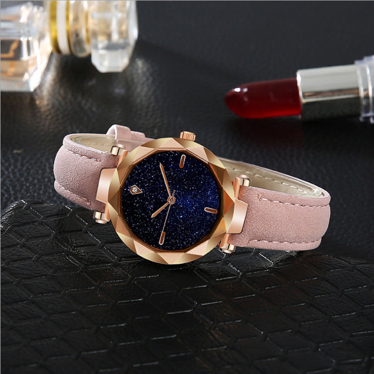 Starry Sky Dial Simple Women's Watch Fashion Belt