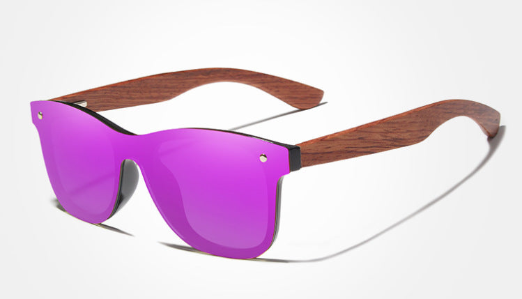 New Style One-piece Mirror Bamboo Wood Glasses High-grade Polarized Wooden Sunglasses