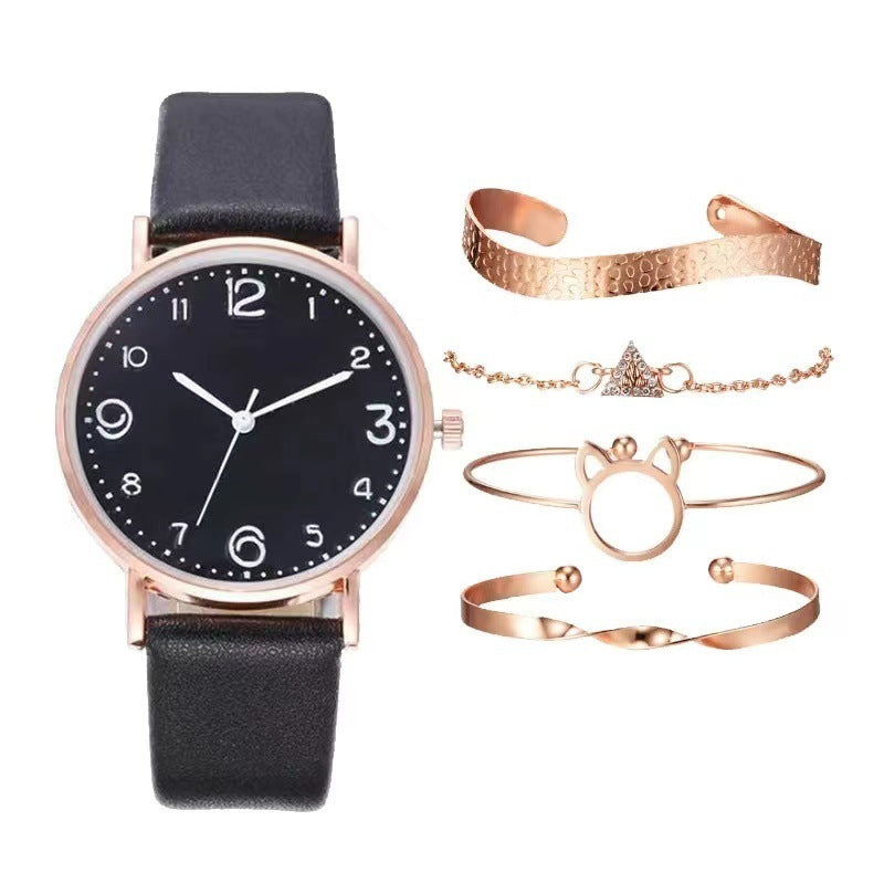 Women's Casual Fashion Numbers Leather Belt Quartz Watch