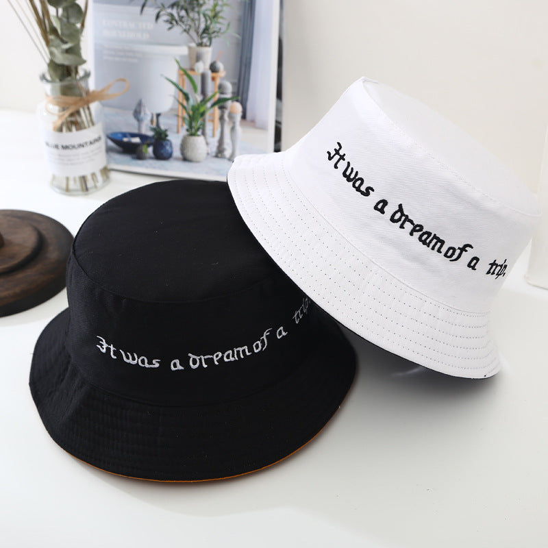 Simple Letter All-match Embroidered Bucket Hat Sun Hat